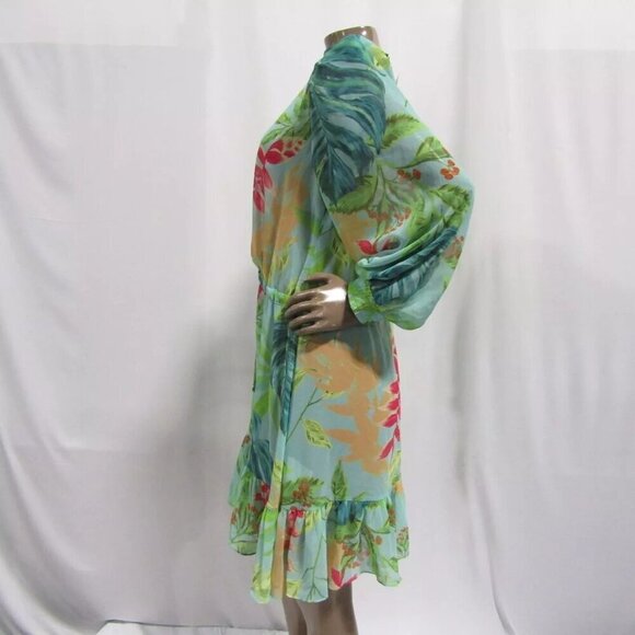 NEW PATBO X RESOLVE Tropicalia Short Kimono Swim Cover-up Island Blue Size L - Picture 6 of 14